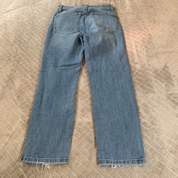 Signature Twenty Four Womens 27 Denim Jeans Blue Baggy Straight Leg Distressed - Picture 9 of 12